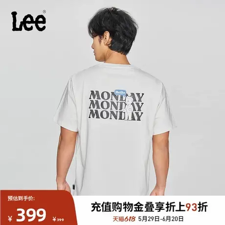 Lee商场同款25春夏新品舒适版圆领印花米白男短袖T恤LMT0100223RX商品大图