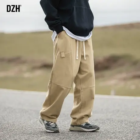 男士户外卡其色伐木裤子男宽松直筒2023新款工装裤美式复古冲锋裤商品大图