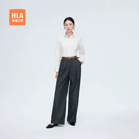 HLA/海澜之家商务休闲长袖女士正装衬衫春夏季新款微弹职业白衬衣商品大图