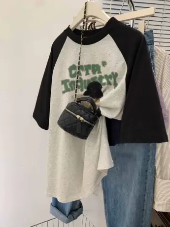 短袖潮牌t恤女oversize宽松大码显瘦胖mm夏季穿搭可爱甜美上衣ins商品大图