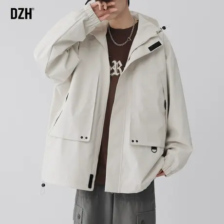 男士卡其色工装外套男高级感痞帅男装新款夹克秋季冲锋衣男款外衣商品大图