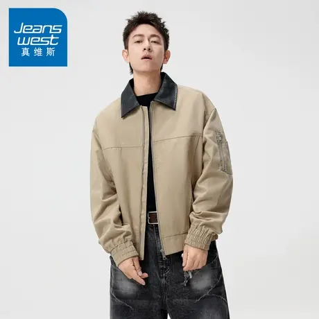 N5真维斯外套男2025秋季新款美式潮牌时尚撞色翻领男士春秋装夹克图片