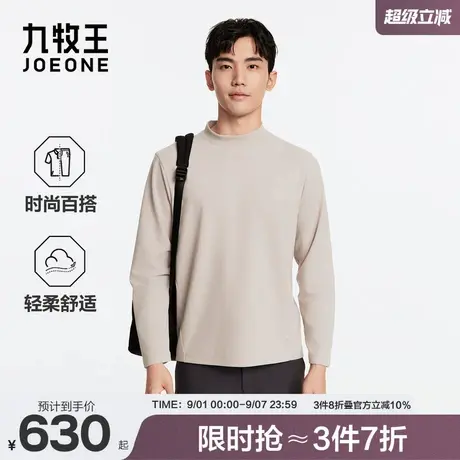 九牧王男装2025秋冬新款时尚百搭柔软亲肤保暖半高领T恤男上衣商品大图