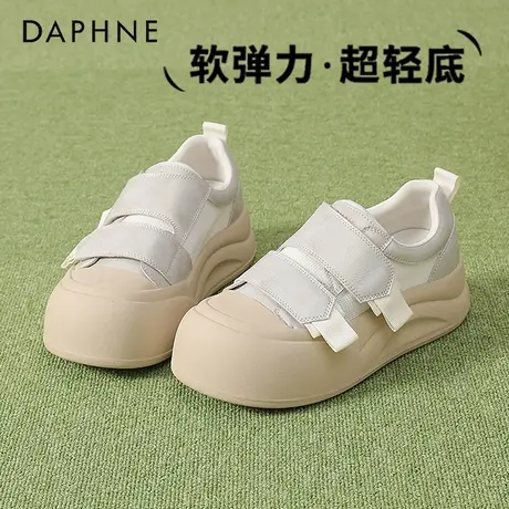 达芙妮厚底丑萌面包鞋女2025年秋季新款百搭板鞋魔术贴休闲小白鞋商品大图