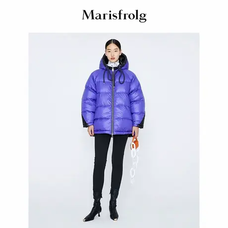 【商场同款】Marisfrolg玛丝菲尔冬季新款白鹅绒连帽宽松羽绒服女商品大图