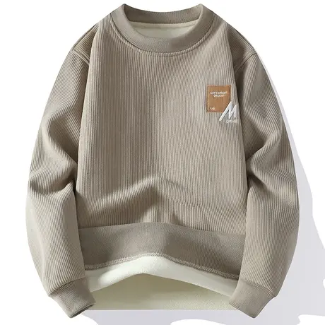 加绒卫衣男秋冬加厚款莫兰绒圆领打底衫休闲百搭潮牌套头内搭上衣商品大图