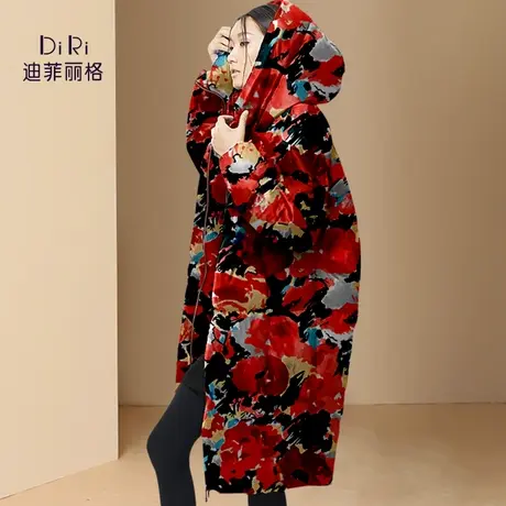 迪菲丽格欧洲站减龄印花中长款羽绒服女2020年冬季新款保暖外套潮商品大图