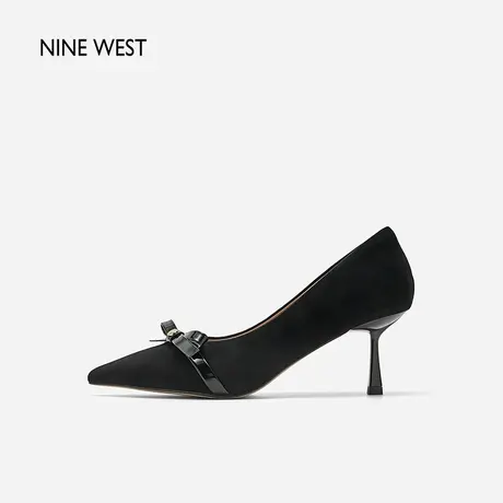 Nine West/玖熙高跟鞋气质春季新款缎带蝴蝶结浅口气质单鞋女鞋图片