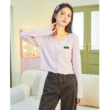 唐狮净色针织开衫外套女夏春夏百搭宽松慵懒风短款坎肩外搭薄图片