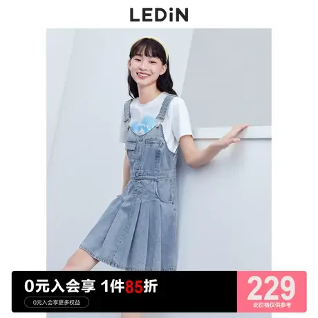 乐町基础款连衣裙休闲夏季女装新款百褶裙子甜酷牛仔背带裙图片