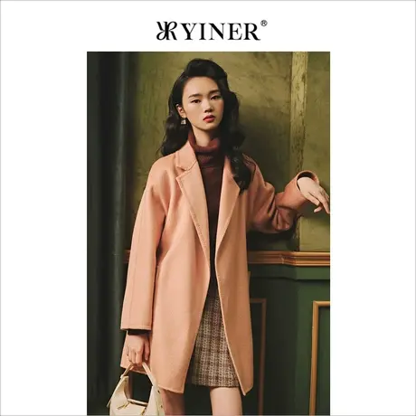 YINER音儿女装冬季羊毛蚕丝西装领短外套图片