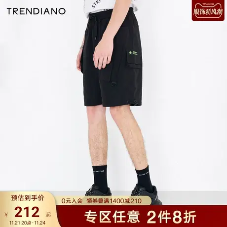 TRENDIANO潮牌官方时尚弹力抽绳休闲裤男五分短裤夏季运动松紧裤商品大图