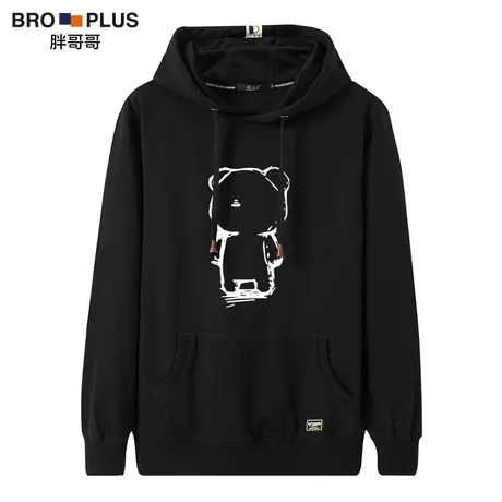 胖哥哥ins潮流套头卫衣男连帽宽松大码胖子外套带帽加肥加大200斤商品大图