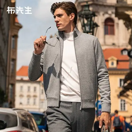 MrBu布先生纯羊毛开衫外套男春新款加厚长袖针织外套BT12312商品大图