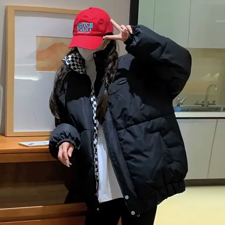 面包服女短款大码棉服2023冬新款小个子棉衣加厚外套宽松学生棉袄图片