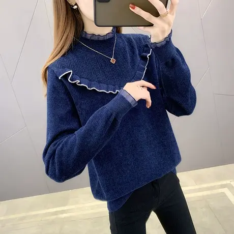 天鹅绒保暖毛衣打底衫女套头宽松加厚秋冬季2023新款爆款洋气内搭图片