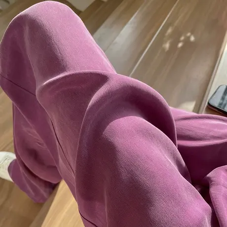 醋酸真丝裤缎面阔腿裤女夏季薄款垂感宽松高腰直筒休闲高档冰丝裤商品大图