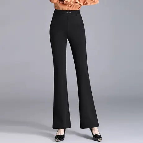 黑色喇叭裤女2023秋季新款高腰修身长裤时尚通勤微喇职业裤休闲裤商品大图