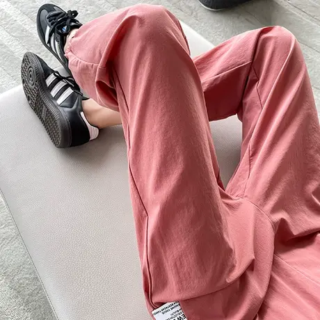 粉色束脚运动裤女小众2023年夏季薄款高腰宽松显瘦休闲速干哈伦裤商品大图