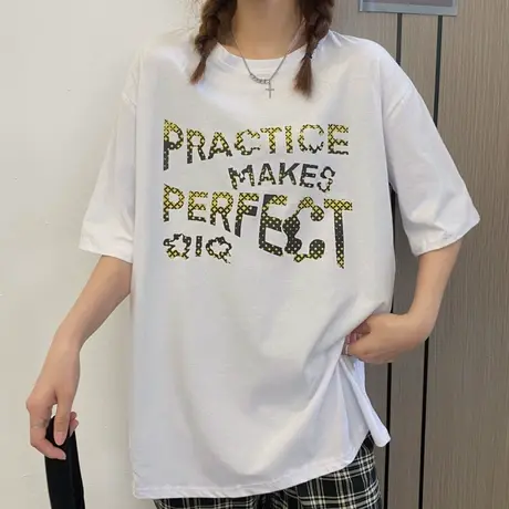 网红短袖t恤女纯棉宽松韩版半袖设计感小众原宿风ins超火上衣服潮商品大图