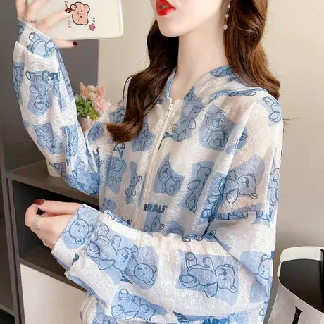 户外透气防晒衣女夏季韩版宽松大码薄款冰丝休闲开衫外套空调衫潮商品大图