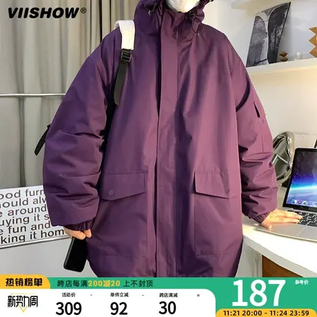 VIISHOW三合一冲锋夹克男秋冬季加绒加厚防羊羔绒棉衣潮牌夹克外图片