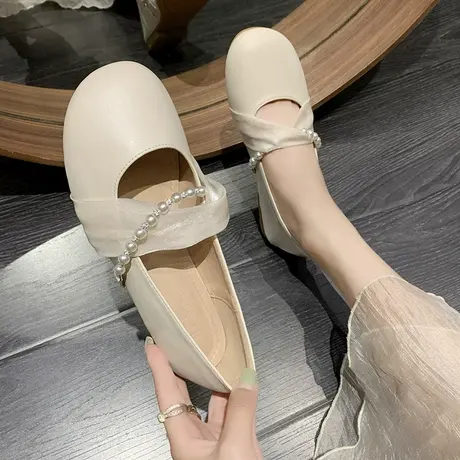 玛丽珍鞋2023年春夏季新款百搭浅口平底搭配裙子单鞋女四季豆豆鞋商品大图