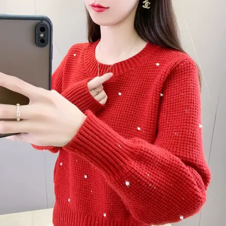 毛衣女款2023新款秋冬内搭上衣宽松短款洋气外穿加厚针织衫打底衫图片