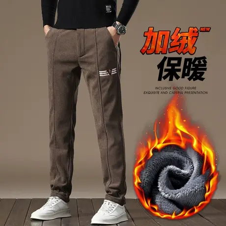 冬季加绒加厚西装西裤2023新款男士外穿带绒保暖休闲长裤子秋冬款商品大图
