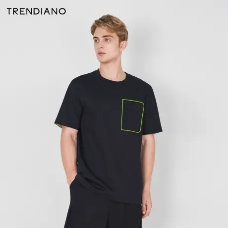TRENDIANO官方2023新款春夏圆领宽松短袖t恤男时尚潮流体恤商品大图