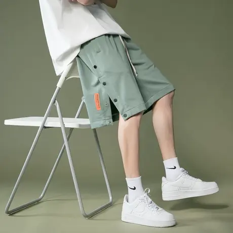 短裤男2023夏季薄款潮流大码休闲裤排扣卫裤港风宽松韩版五分裤子商品大图