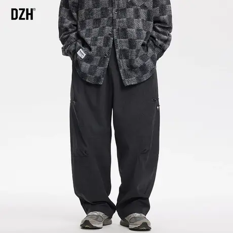 男士黑色阔腿裤男宽松直筒休闲裤男款2024年春季新款工装裤直筒裤商品大图