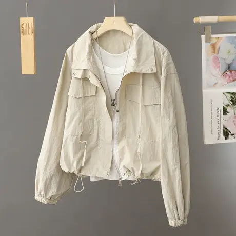 风衣2024新款女装春季宽松大码冲锋衣外套女春秋短款防晒衣夹克衫图片