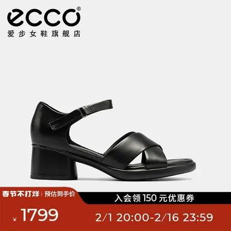 ECCO爱步凉鞋女 2024春夏新款复古粗跟高跟凉鞋 雕塑奢华222773图片
