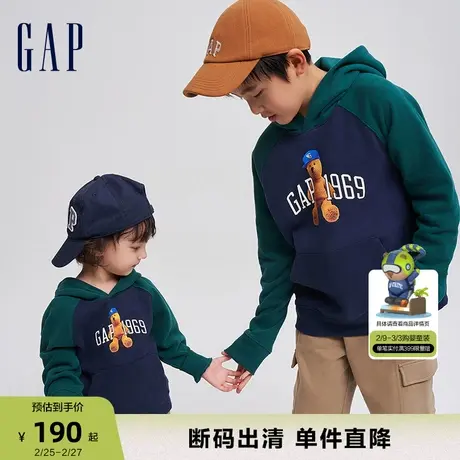 【断码优惠】Gap男童春秋LOGO碳素软磨连帽衫布莱纳卫衣785247商品大图