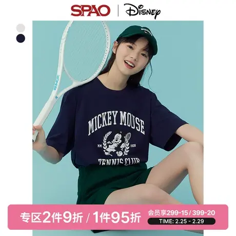 SPAO迪士尼联名春季男女同款米奇印花圆领T恤衫SPRLD24D02商品大图
