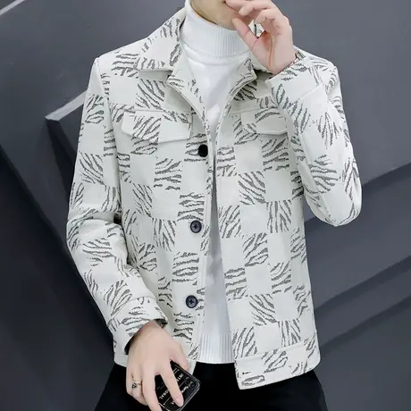 秋冬季加厚毛呢夹克男士韩版帅气短款休闲呢子时尚潮流外套上衣服商品大图