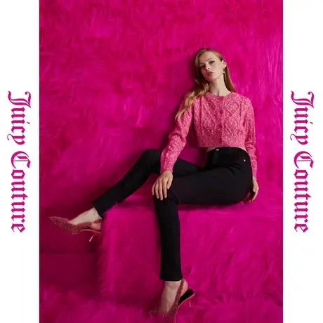Juicy Couture橘滋秋女女装年新款基础百搭撞色刺绣弹加绒休闲裤商品大图