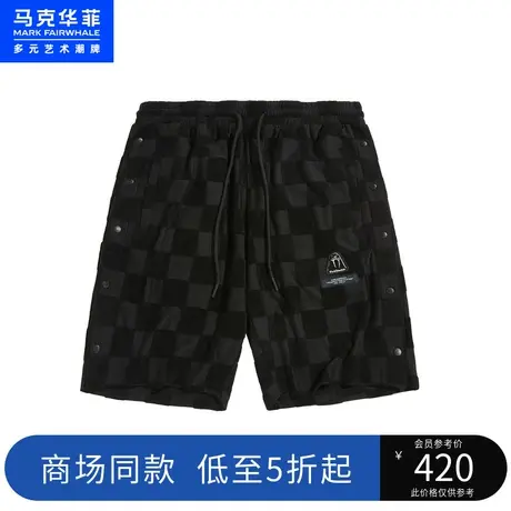 商场同款马克华菲格纹排扣短裤男23夏季新款侧全开扣美式高街卫裤图片