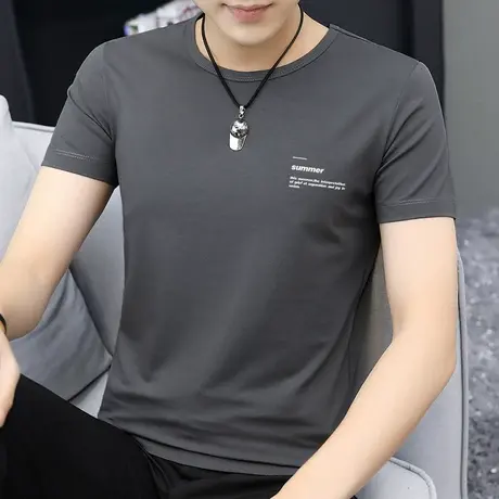 莫代尔短袖t恤男装2023新款夏季上衣服冰丝速干凉感半袖印花体恤商品大图
