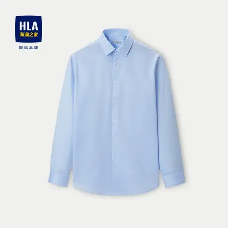 HLA/海澜之家商务免烫长袖正装衬衫23秋季新款浅蓝条纹纯棉衬衣男图片