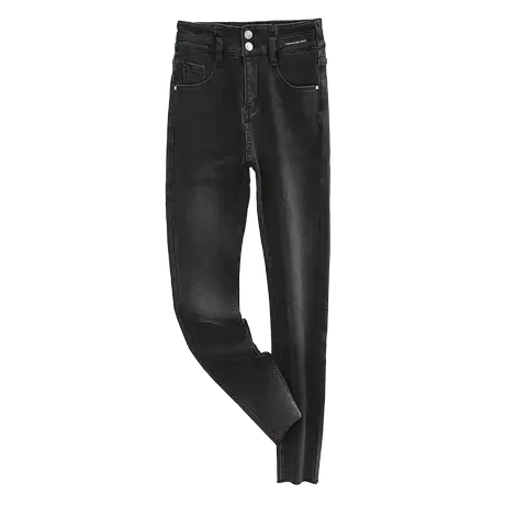 时尚气质显瘦小脚加绒牛仔裤2022年冬季新款女士温柔高腰显瘦裤子商品大图