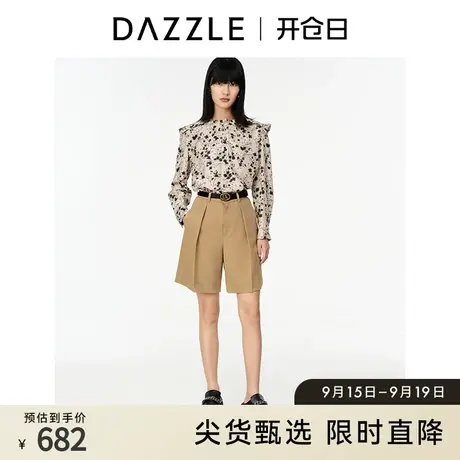 DAZZLE地素奥莱 春夏复古翻领设计感小众花卉印花衬衫上衣女商品大图
