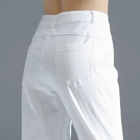 白色牛仔裤女夏季薄款哈伦裤夏天休闲裤子女夏2023新款九分裤女裤商品大图