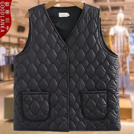 加肥加大码女装秋冬季内搭薄款马甲羽绒棉坎肩中老年妈妈薄款马夹商品大图