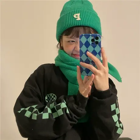 红续韩版复古棋盘格设计感小众卫衣女宽松慵懒风套头上衣春秋薄款图片