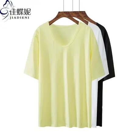 夏季新款韩版纯棉圆领宽松大码中长款下衣失踪短袖体恤上衣女装商品大图