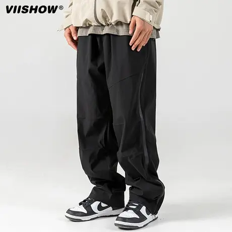 VIISHOW男士工装裤男宽松直筒冲锋裤男秋季裤子美式阔腿裤伞兵裤商品大图