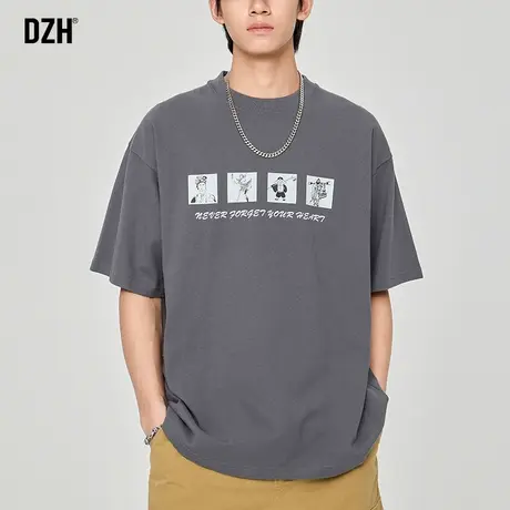 男生国潮印花短袖T恤男潮牌宽松夏季半袖体恤衫多彩纯棉重磅上衣商品大图