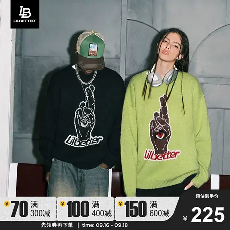 Lilbetter情侣毛衣高级感上衣秋季针织衫男2023新款外套美式线衣商品大图